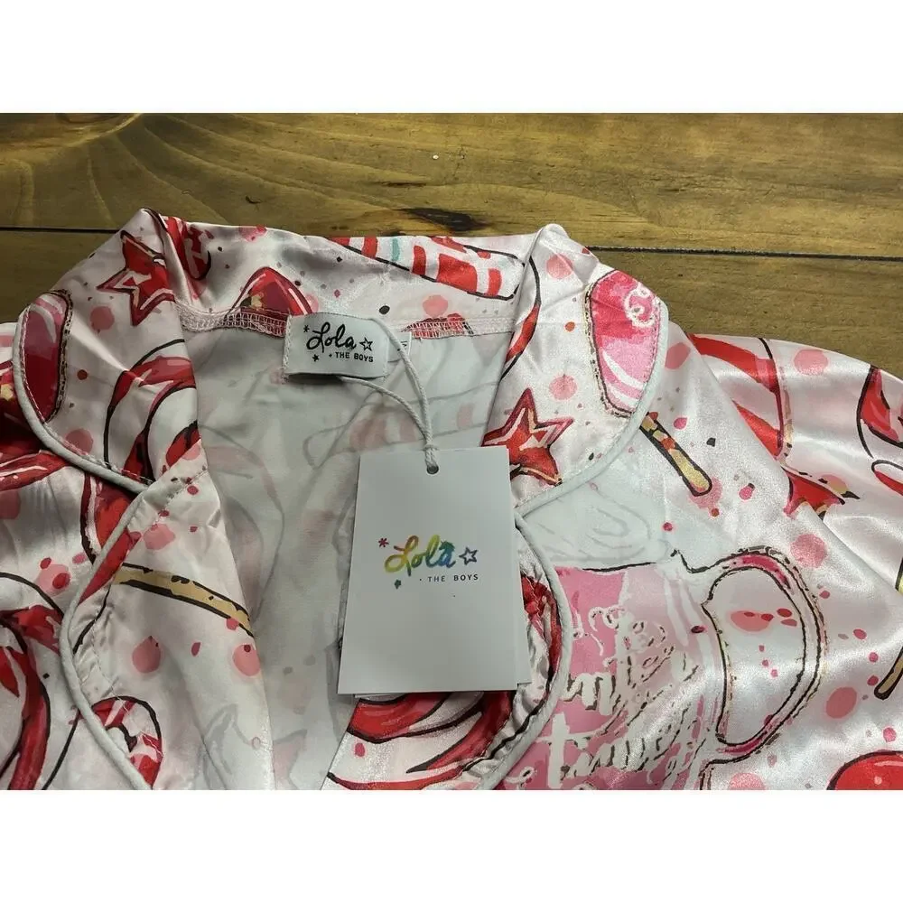 Lola And The Boys Girls Pajama Lounge Sweet Winter Top Size Medium NWT